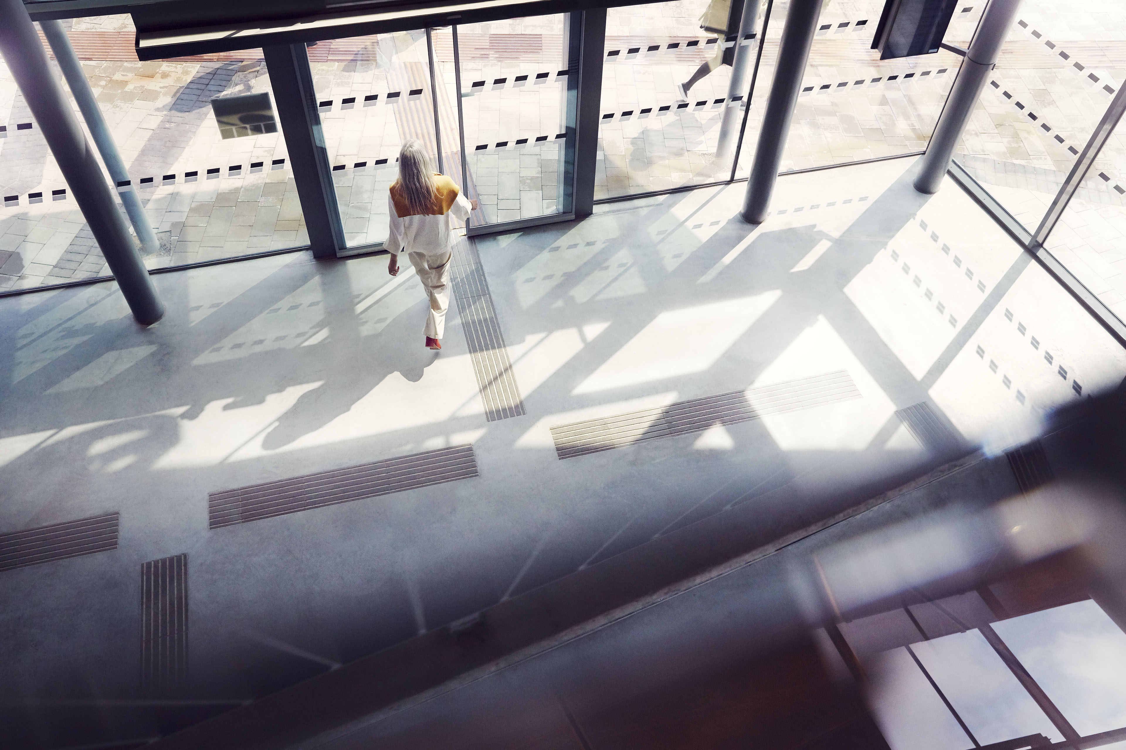 Woman in big room