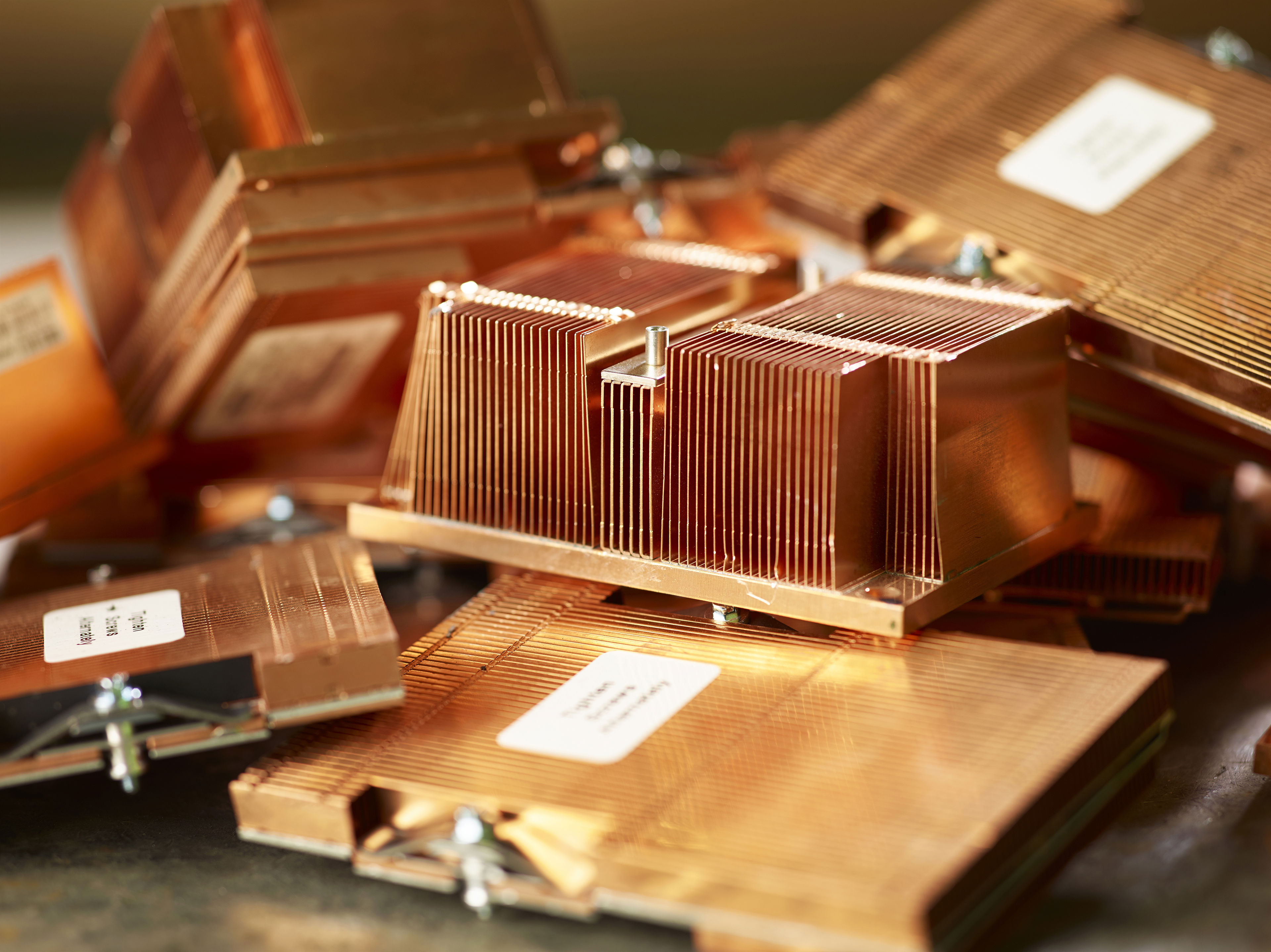 Components from used electronics ready to be reused or recycled by Stena Recycling.